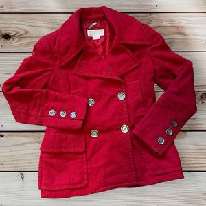 Michael Kors Red Wool Coat with Silver Buttons